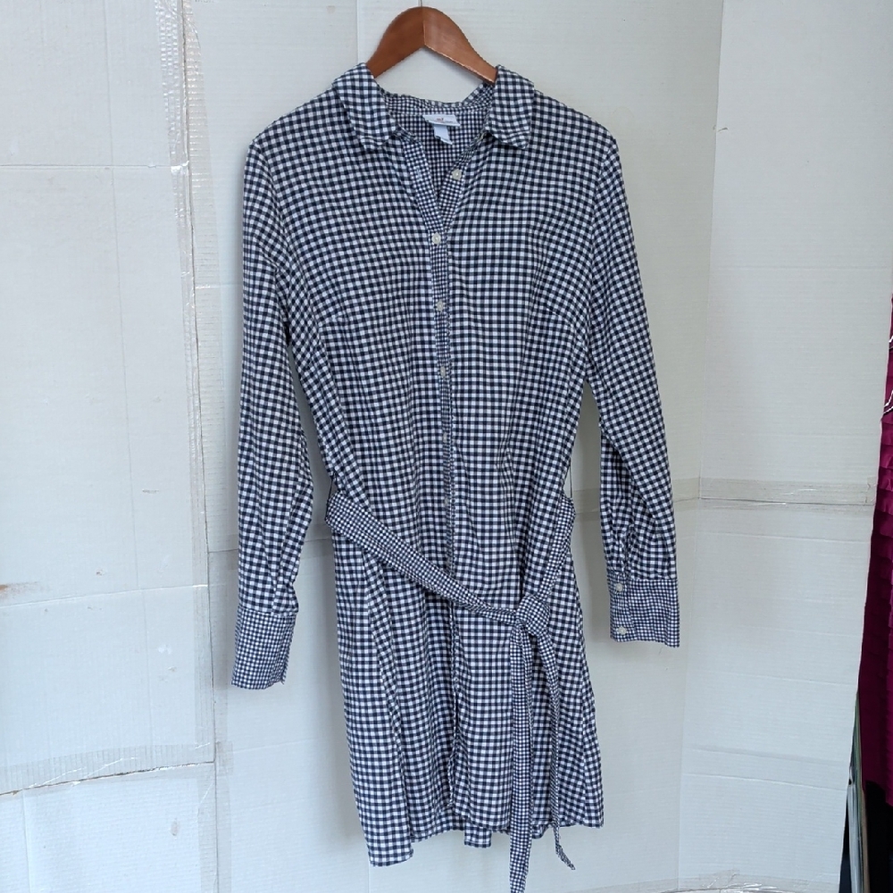 Vineyard Vines + Target Navy & White Gingham Mini Dress SZ Large Academia Office